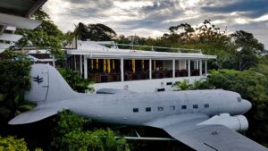 Old airplane at Airways Hotel in Port Moresby, Papua New Guinea