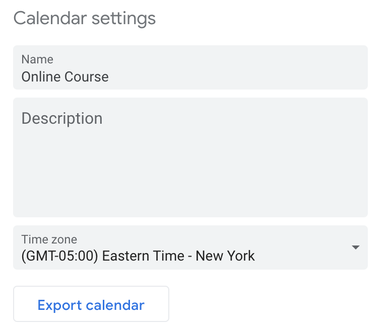 Export calendar in Google calendar