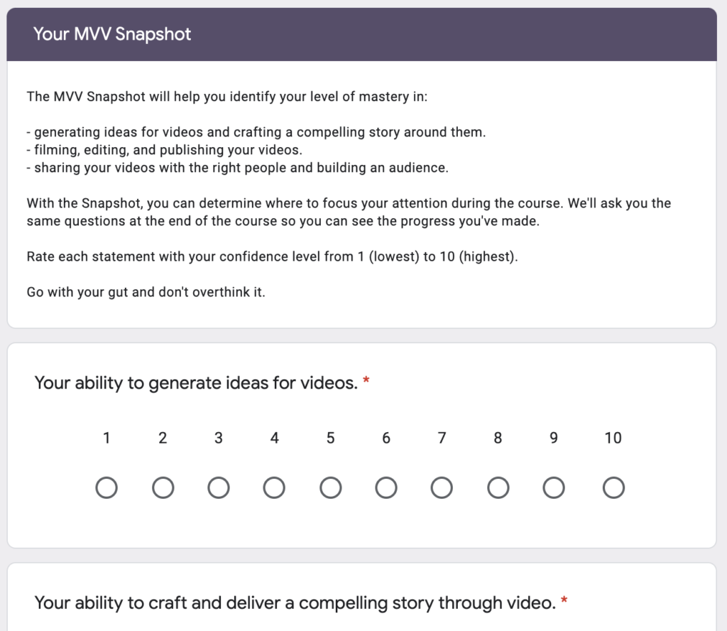 Minimum Viable Video Snapshot