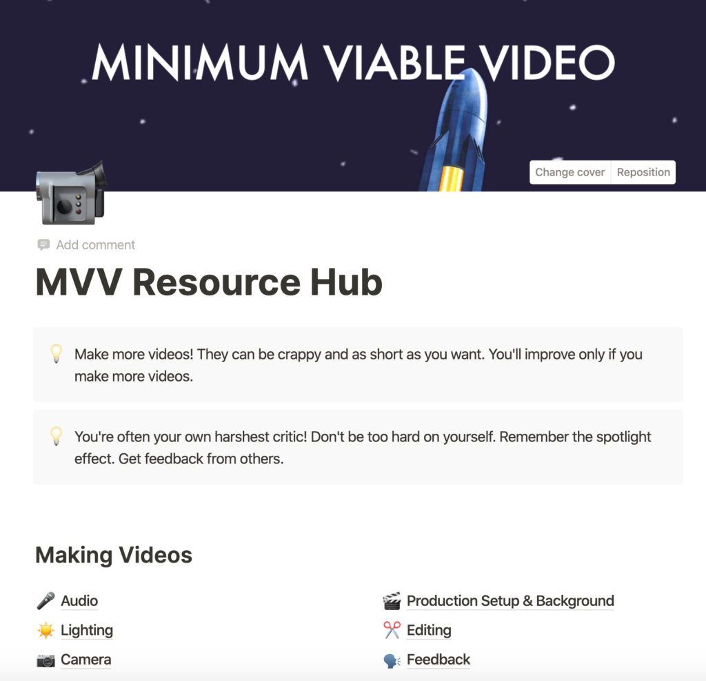 Minimum Viable Video Resource Hub