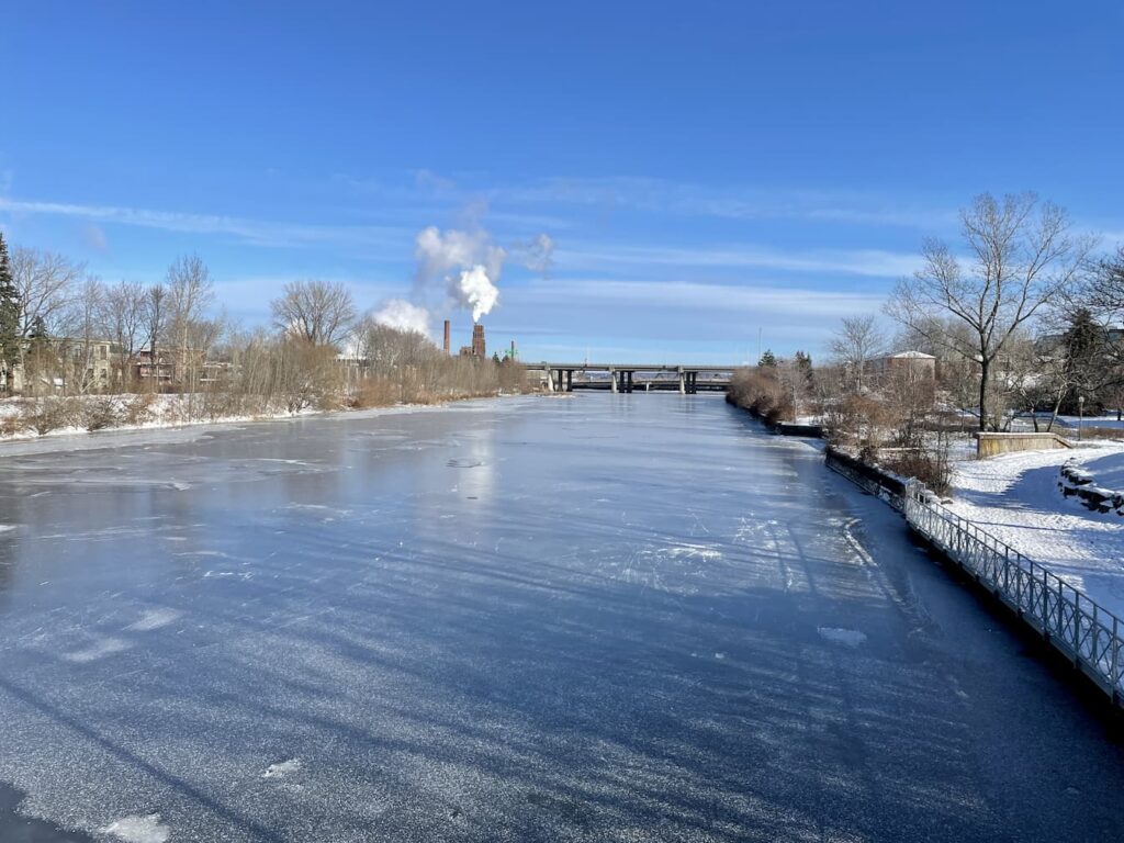 Frozen river in Quebec City