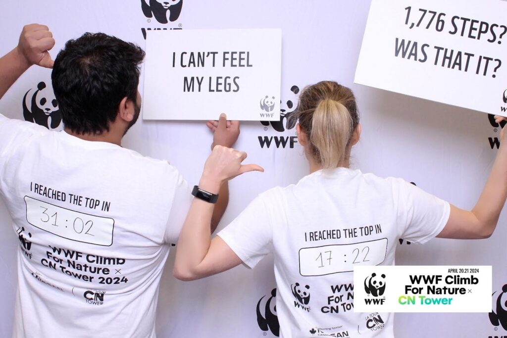 My husband and me posing after the WWF CN Tower run
